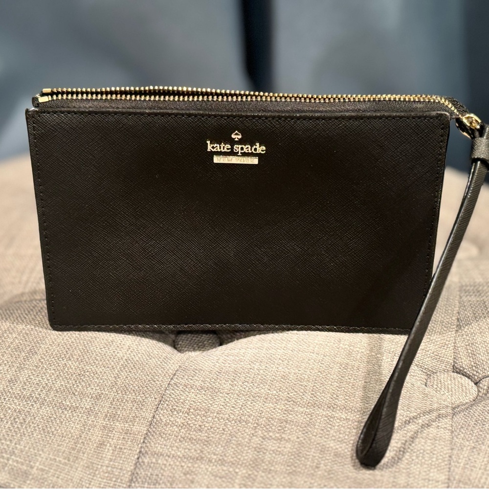 Kate Spade Black Clutch with Gold Zipper